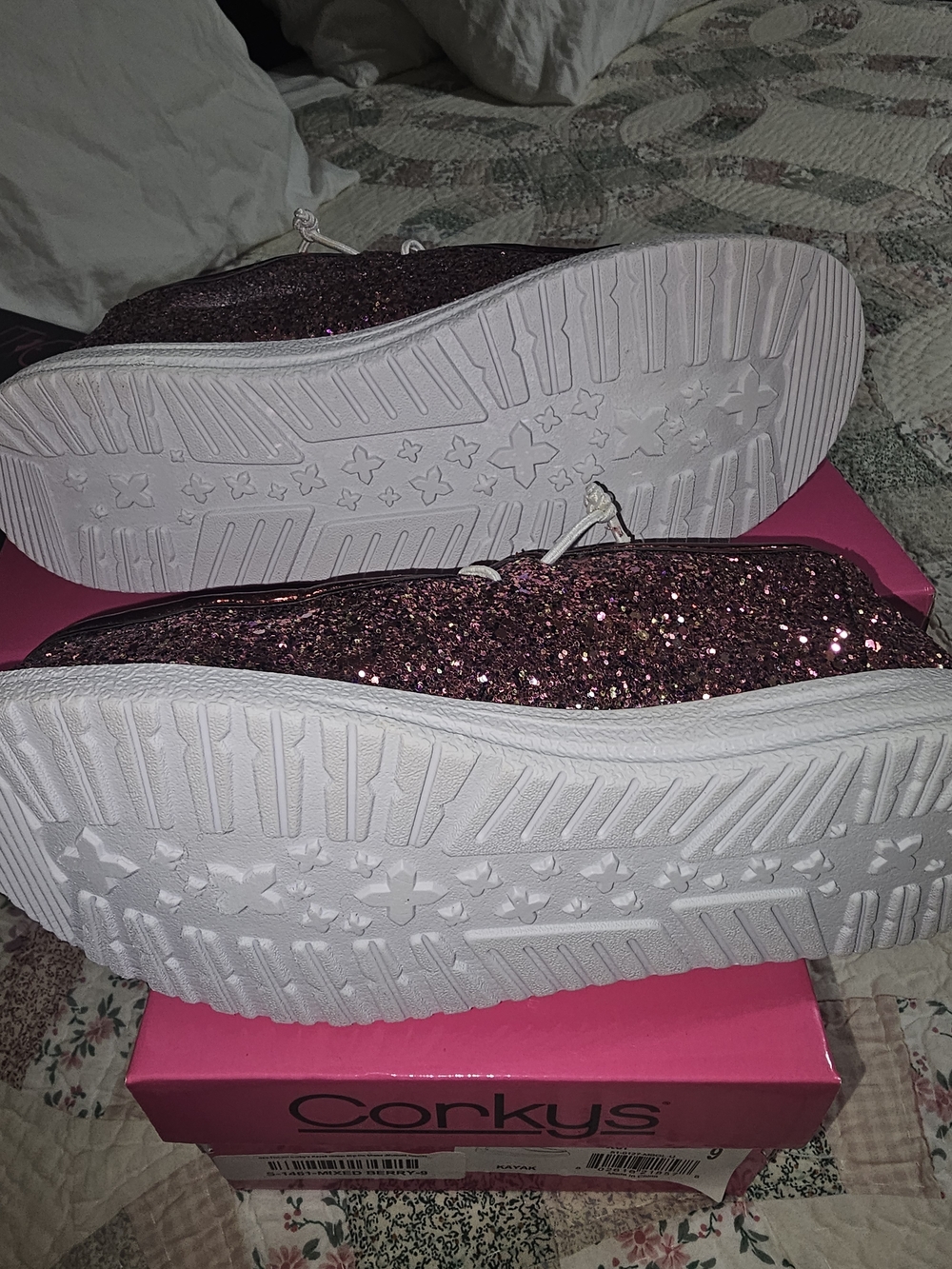 Corkys Glitter Boat Shoes in Rose Pink - Picture 6 of 6